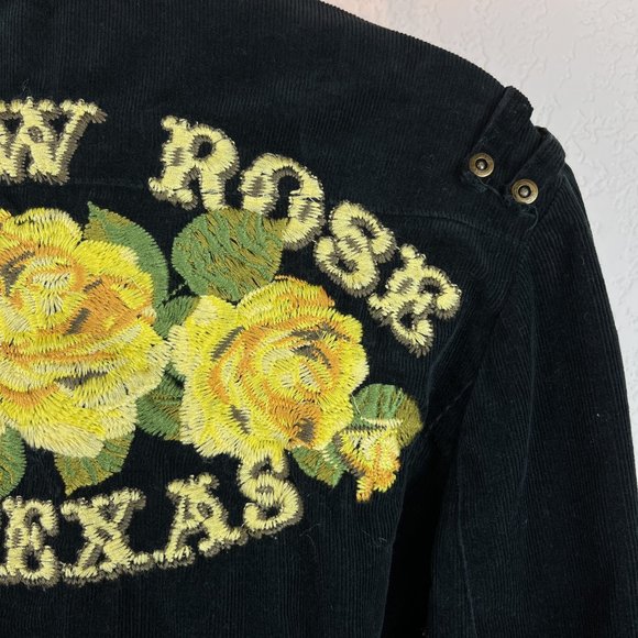 Johnny Was Embroidered Corduroy "Yellow Rose of Texas" Jacket Size XS Black Boho - Picture 4 of 12